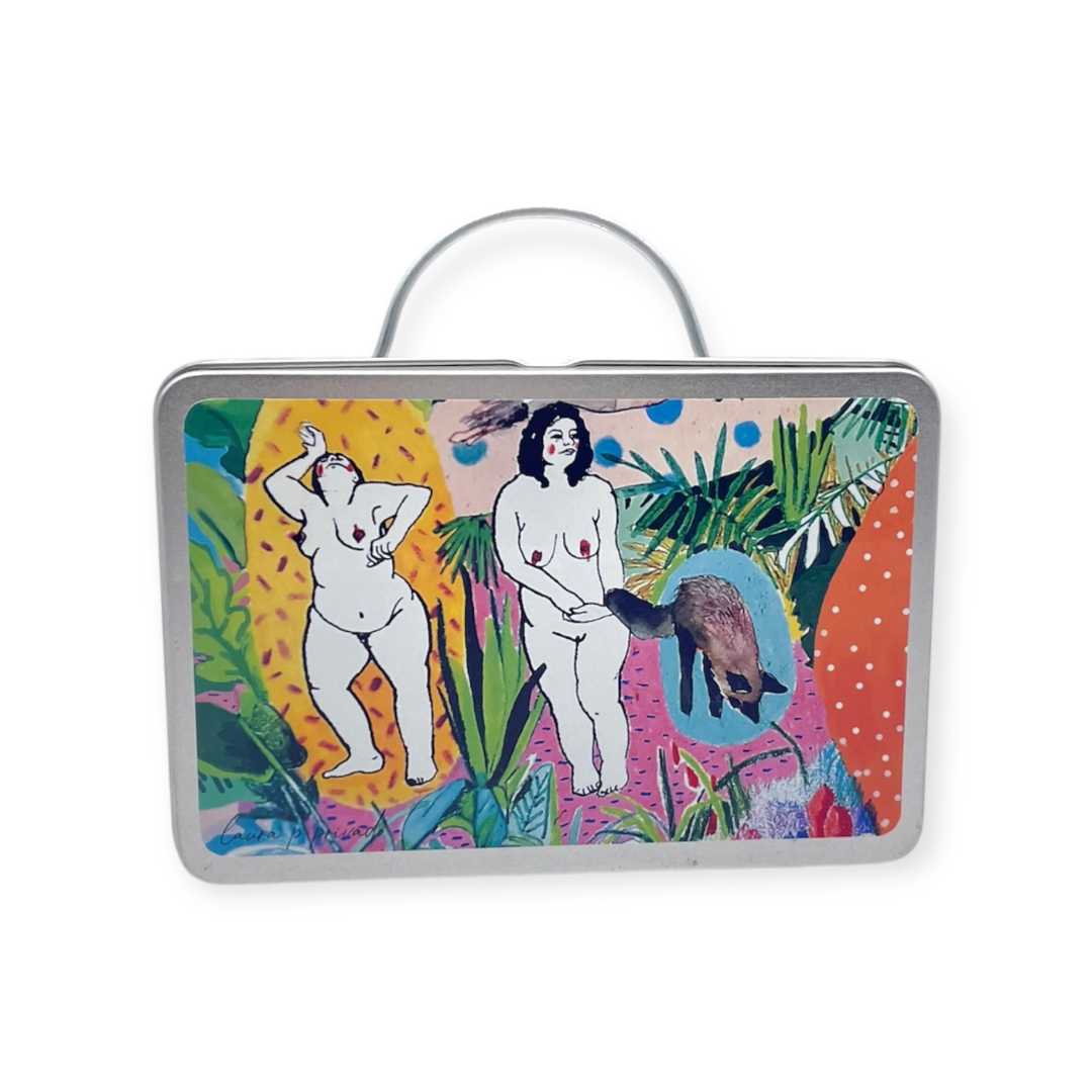 Travel soap box in the shape of a suitcase. Illustrated by Laura Privado