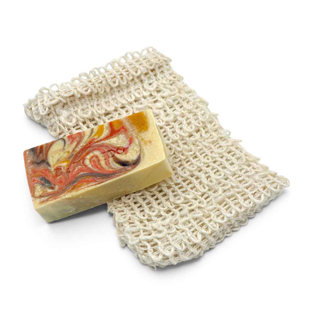 Gift bag with natural lemongrass sea soap and sisal bag