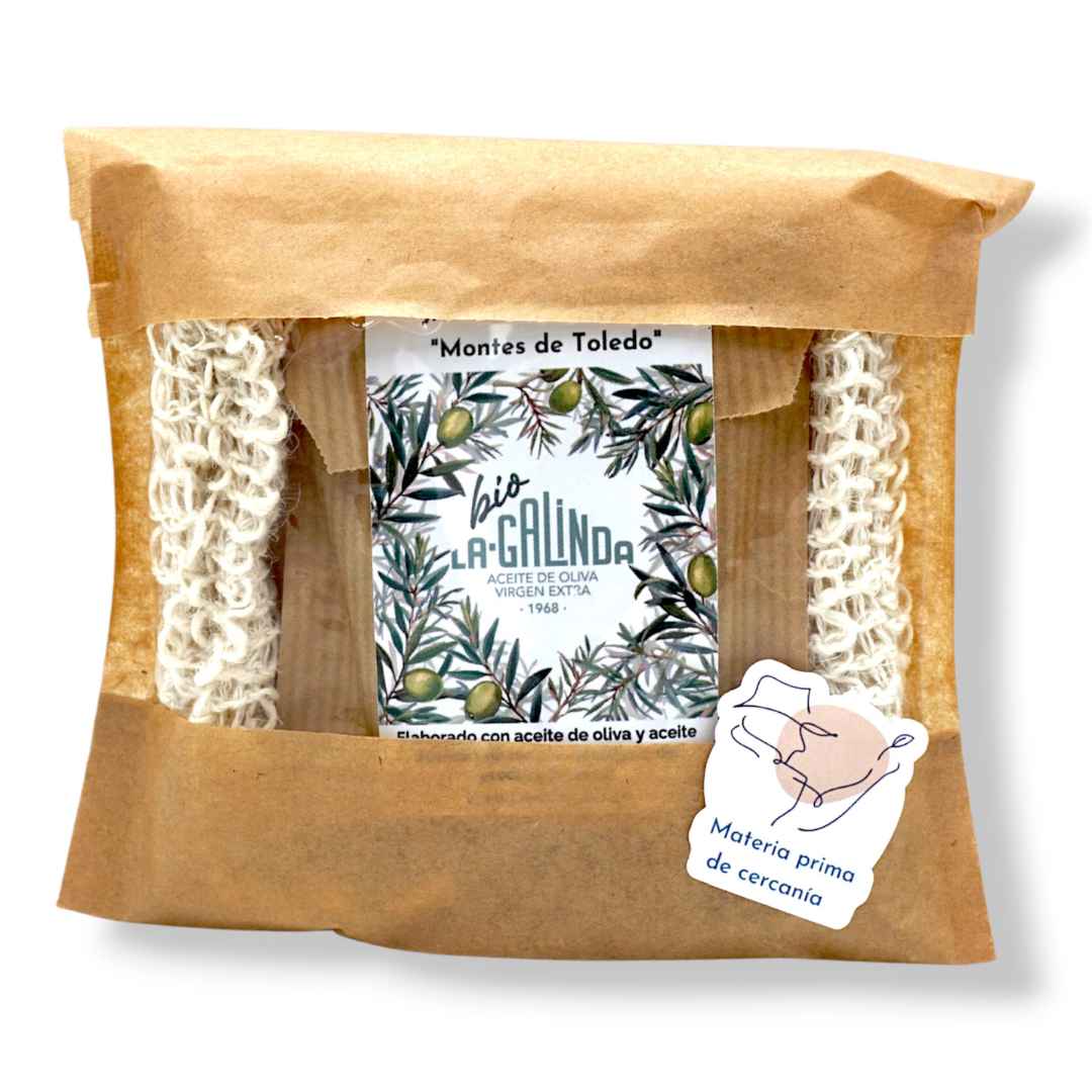 Gift bag with natural lemongrass sea soap and sisal bag