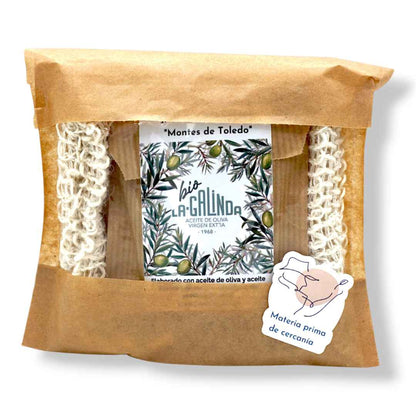 Gift bag with natural lemongrass sea soap and sisal bag