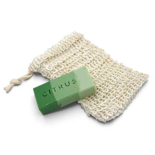 Bolsa de regalo con jabón citrus natural y bolsita de sisal