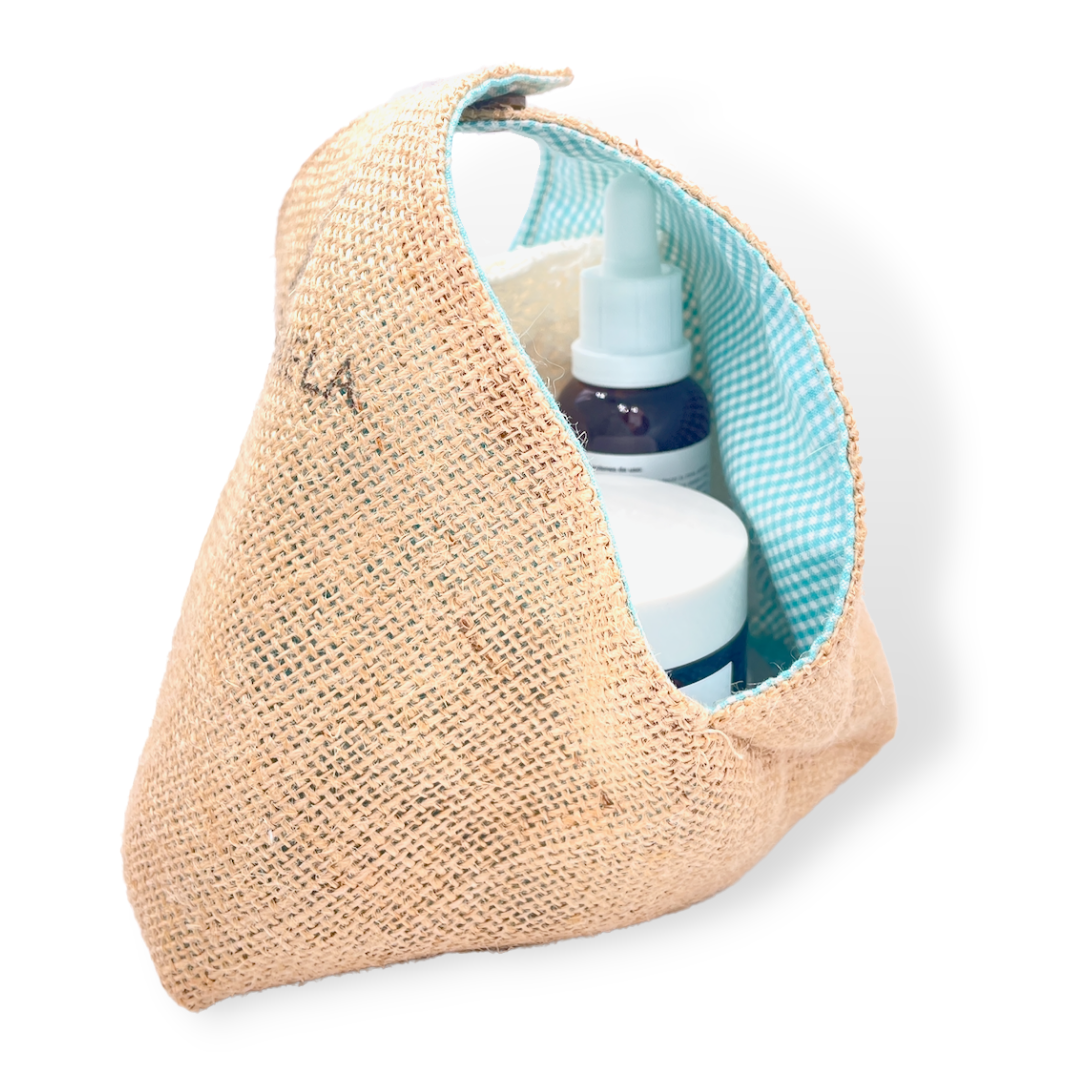 Circular economy jute toiletry bag